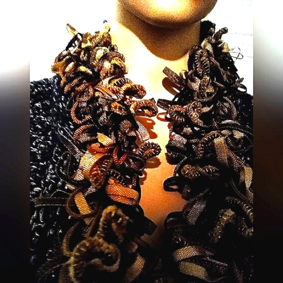 COUTURE HIGHEND KNIT QUALITY THICK WOOL BOUCLE LOOP CARDIGAN JACKET SWEATER M/ L - Picture 3 of 9